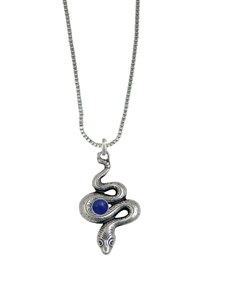 Sterling Silver Little Snake Pendant With Lapis Lazuli